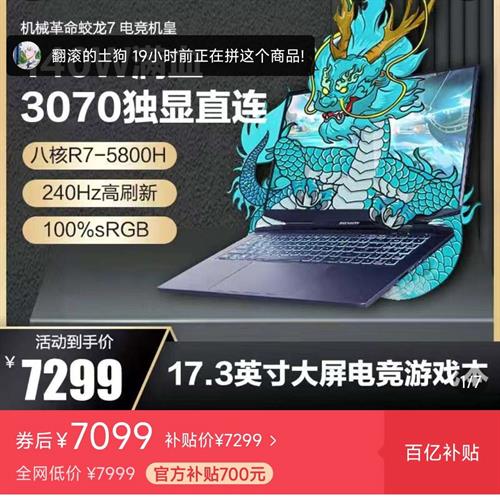 机械革命蛟龙7锐龙八核3070满血游戏本17.3英寸240hz笔记本电脑